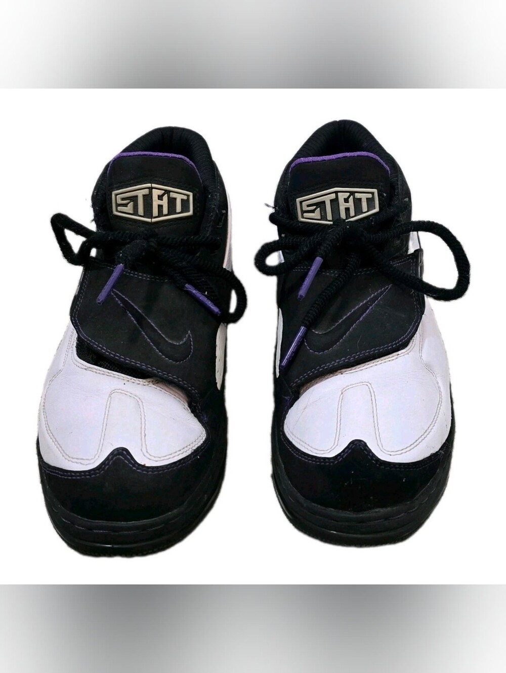 06 NIKE Air Max Force One STAT Black Purple White Basketball Shoes Men's Size 8